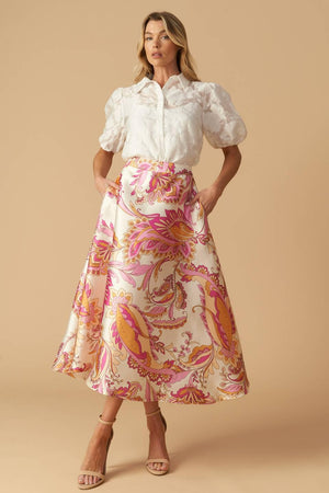 IN THE STILLNESS WOVEN MIDI SKIRT.