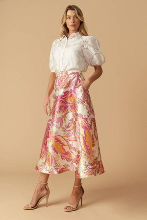 IN THE STILLNESS WOVEN MIDI SKIRT.