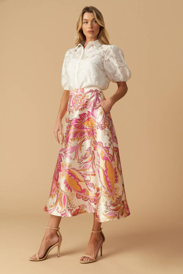 IN THE STILLNESS WOVEN MIDI SKIRT.