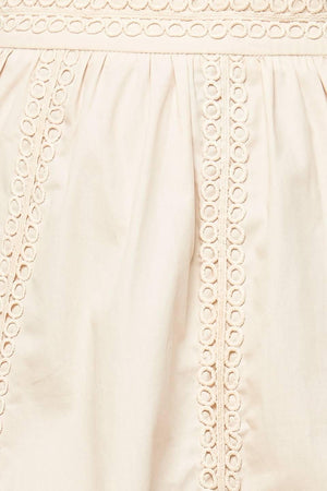 LAYTON CREAM WOVEN MIDI SKIRT.