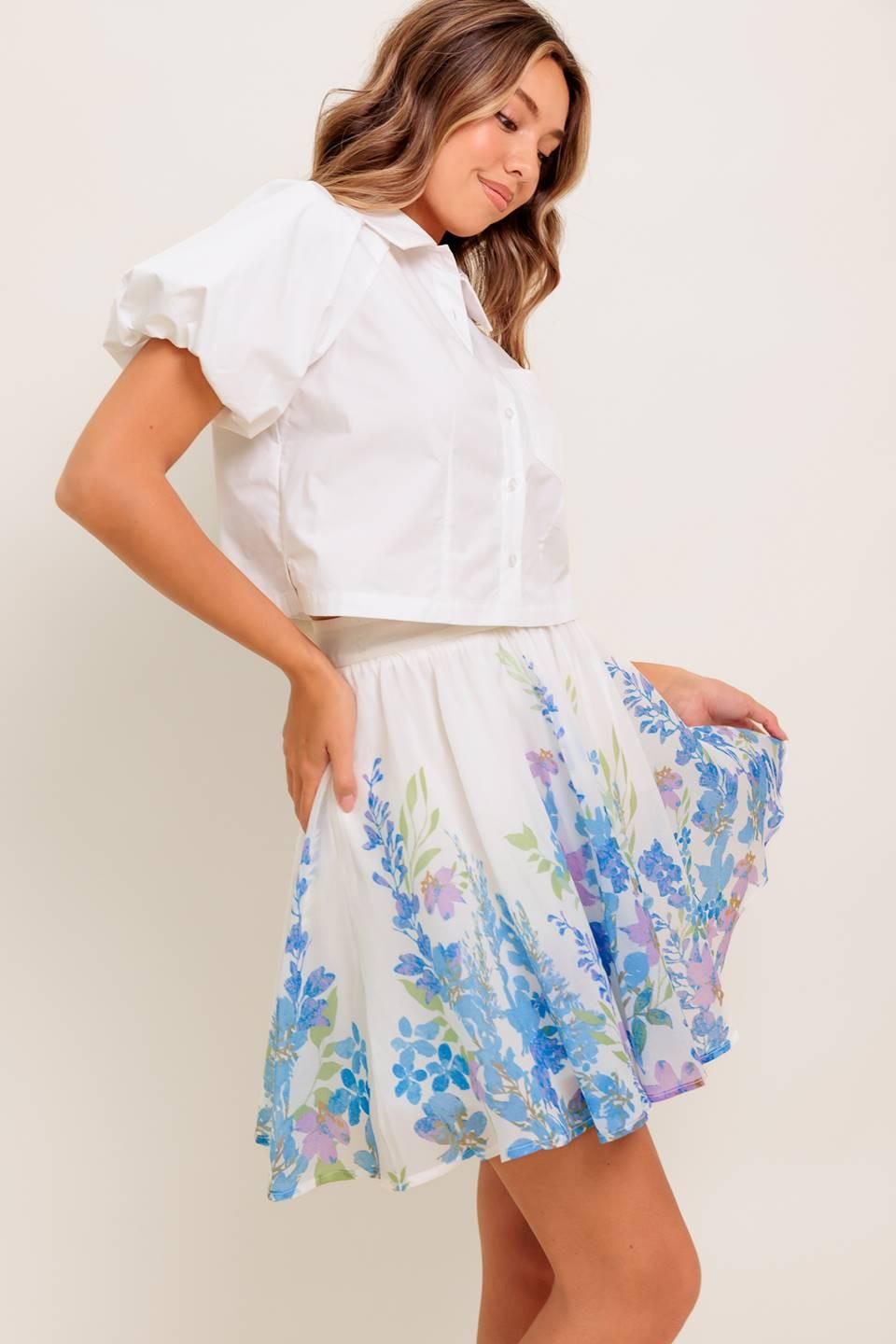 SUNSET SAIL WOVEN MINI FULL SKIRT.