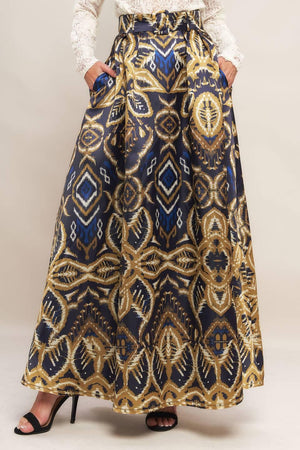 NIGHTFALL DRAPE WOVEN MAXI FULL SKIRT.