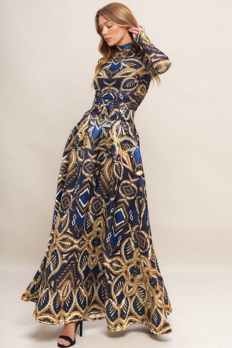 NIGHTFALL DRAPE WOVEN MAXI FULL SKIRT.