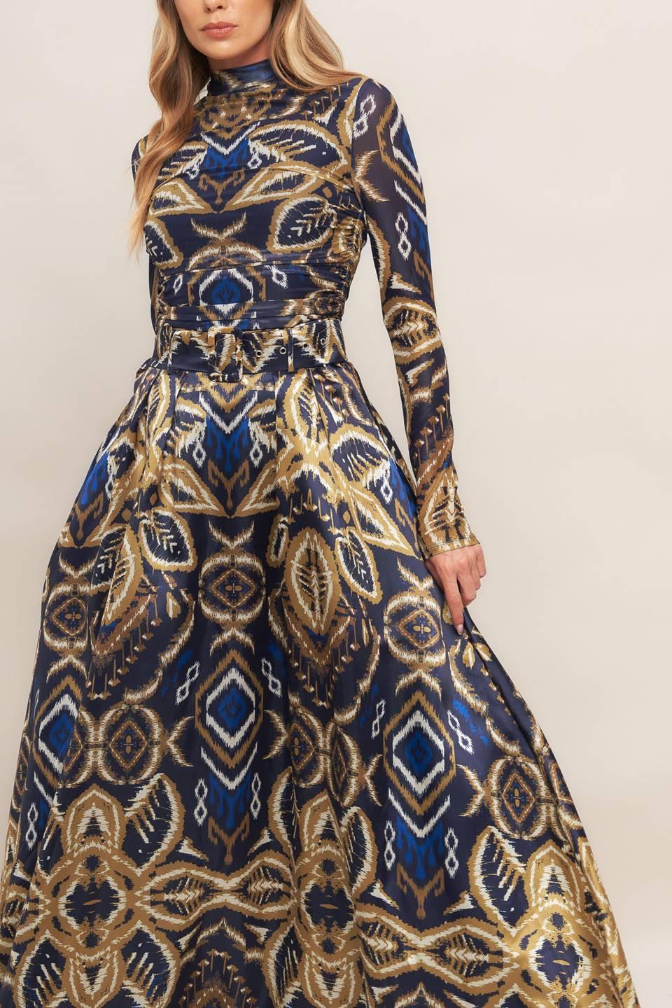 NIGHTFALL DRAPE WOVEN MAXI FULL SKIRT.