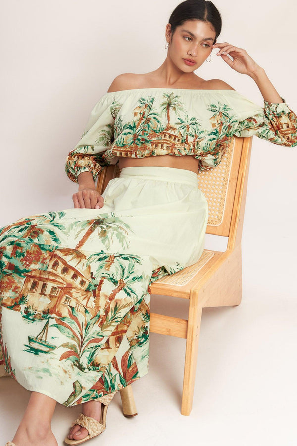 ISLAND TIME ONLY WOVEN MIDI FULL SKIRT.