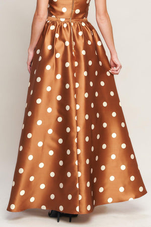 CHIC POLKA FLOW WOVEN FULL MAXI SKIRT.