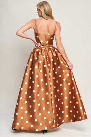 CHIC POLKA FLOW WOVEN FULL MAXI SKIRT.
