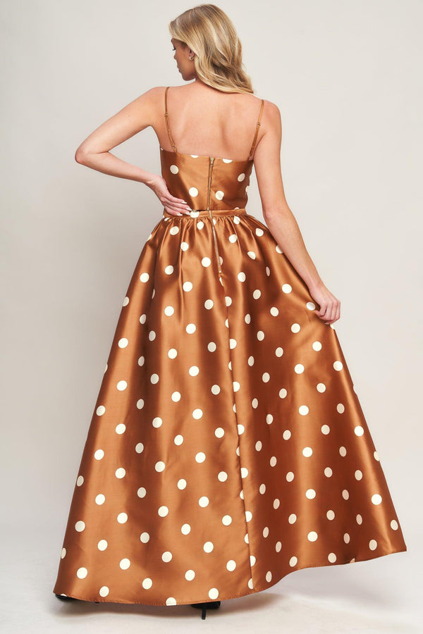 CHIC POLKA FLOW WOVEN FULL MAXI SKIRT.