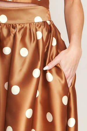 CHIC POLKA FLOW WOVEN FULL MAXI SKIRT.