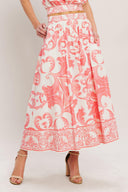 AMALFI SUNSET WOVEN MIDI FULL SKIRT.
