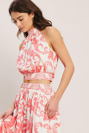 AMALFI SUNSET WOVEN MIDI FULL SKIRT.
