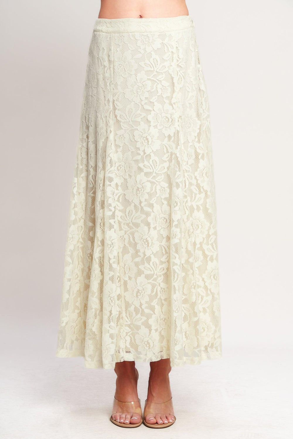 
A midi woven lace skirt with side zipper closure. Matching top IT14081B

Details:

Self : 90% Nylon 10% Spandex
Lining : 100% Polyester

Size &amp; Fit

- Model is 5`8" And Wearing Size Small
- Measurements Taken From Size Small
- Approx. Length: 39"