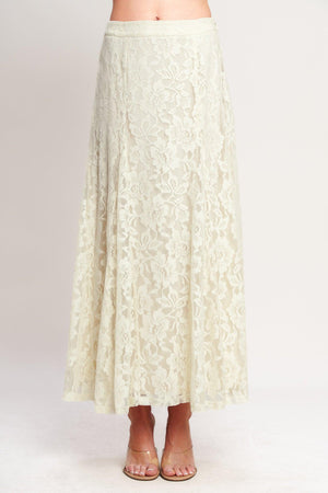 
A midi woven lace skirt with side zipper closure. Matching top IT14081B

Details:

Self : 90% Nylon 10% Spandex
Lining : 100% Polyester

Size &amp; Fit

- Model is 5`8" And Wearing Size Small
- Measurements Taken From Size Small
- Approx. Length: 39"