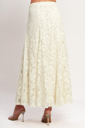
A midi woven lace skirt with side zipper closure. Matching top IT14081B

Details:

Self : 90% Nylon 10% Spandex
Lining : 100% Polyester

Size &amp; Fit

- Model is 5`8" And Wearing Size Small
- Measurements Taken From Size Small
- Approx. Length: 39"