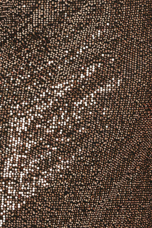 A woman modeling a bronze sequined midi skirt with a black lace hem | Flying Tomato