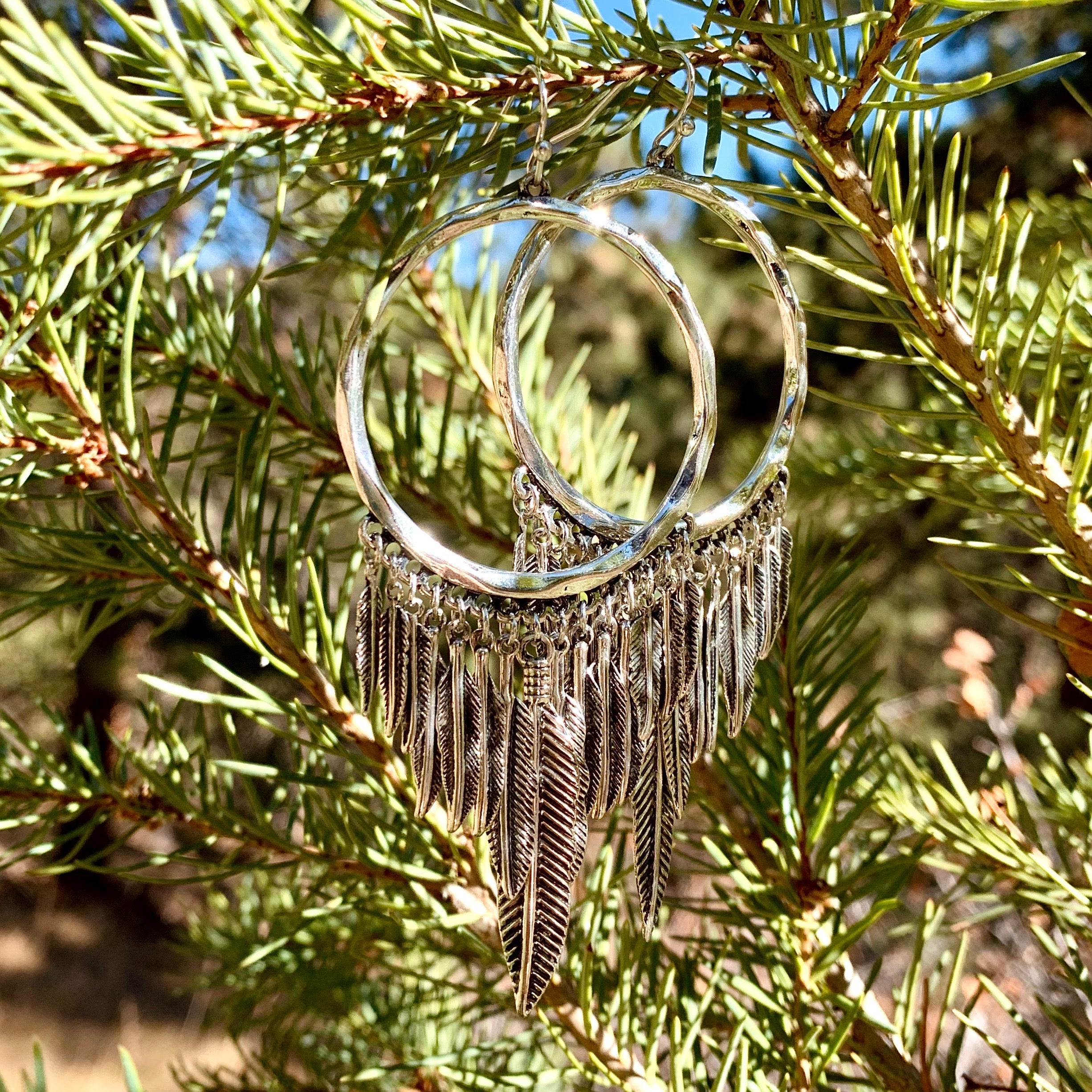 Birds Of A Feather Hoop Earrings | Silver