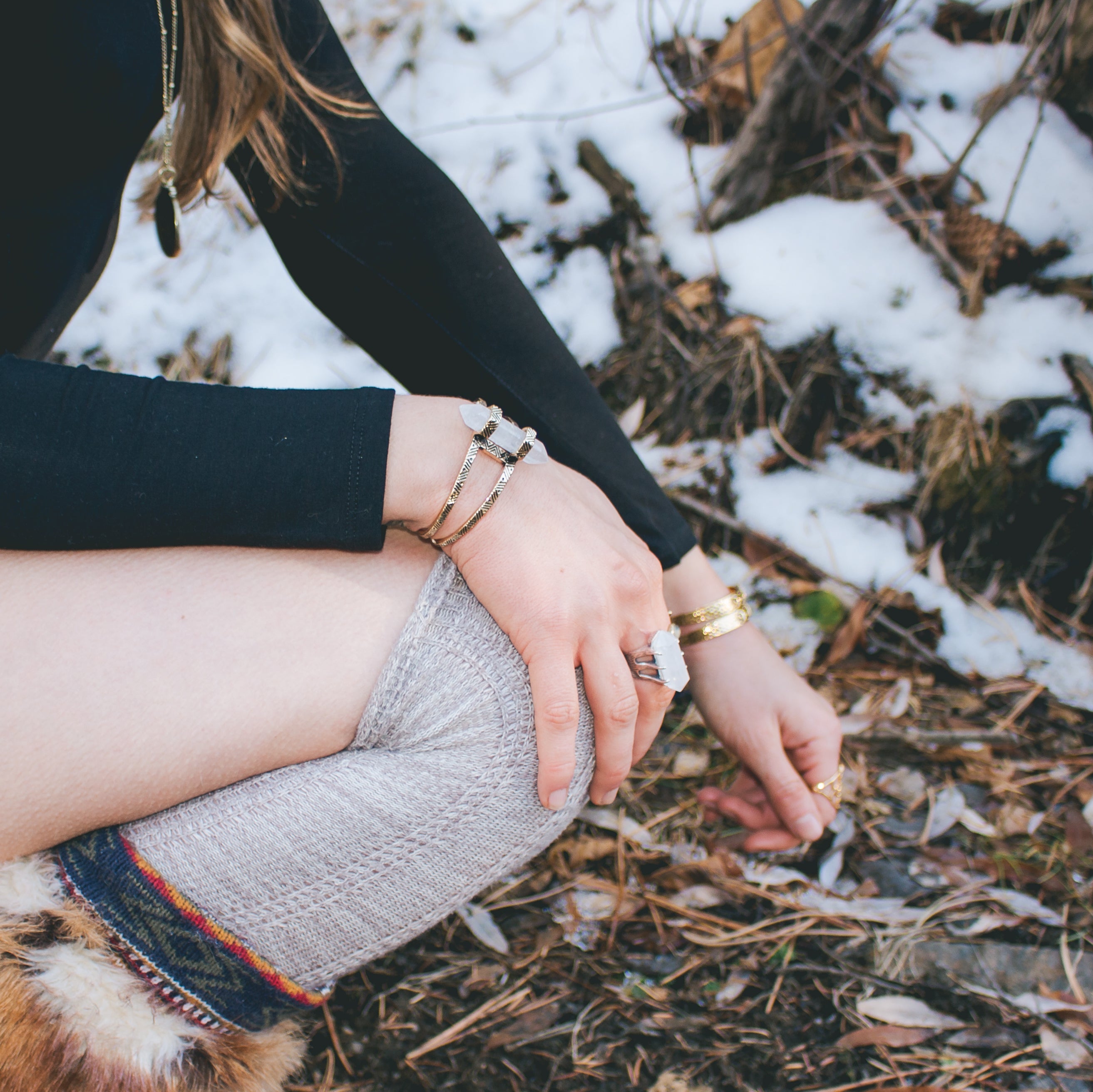 Crystal Cuff Bracelet | Gold