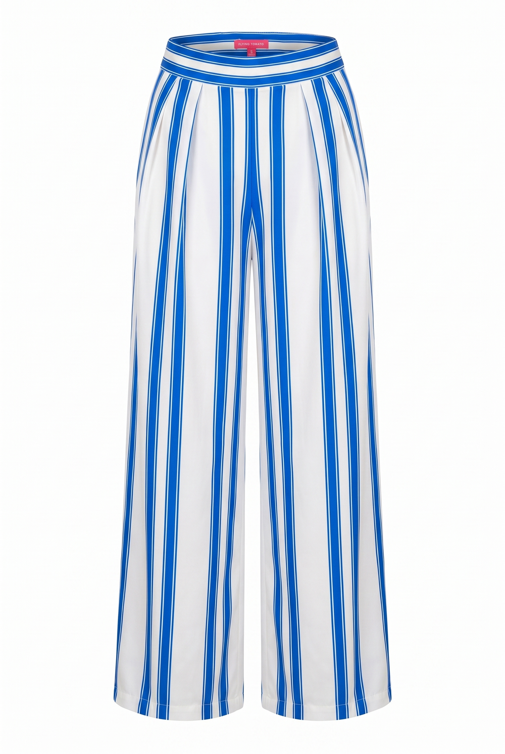 White and blue striped wide leg pants | Flying Tomato