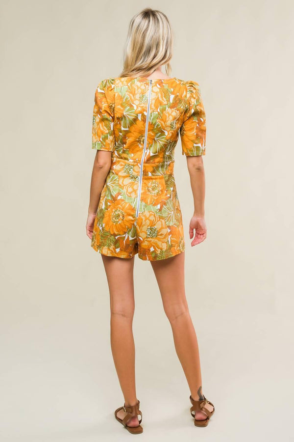 ITALIAN ROMANCE WOVEN SKORT ROMPER.