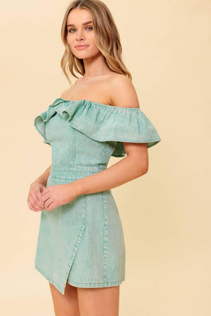 YOURS TO KEEP NAVY WOVEN ROMPER.