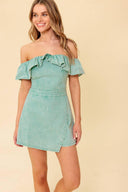 YOURS TO KEEP NAVY WOVEN ROMPER.