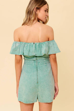 YOURS TO KEEP NAVY WOVEN ROMPER.