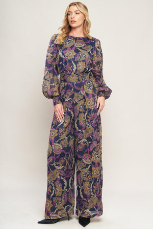 WHISPERING PINES WOVEN JUMPSUIT.