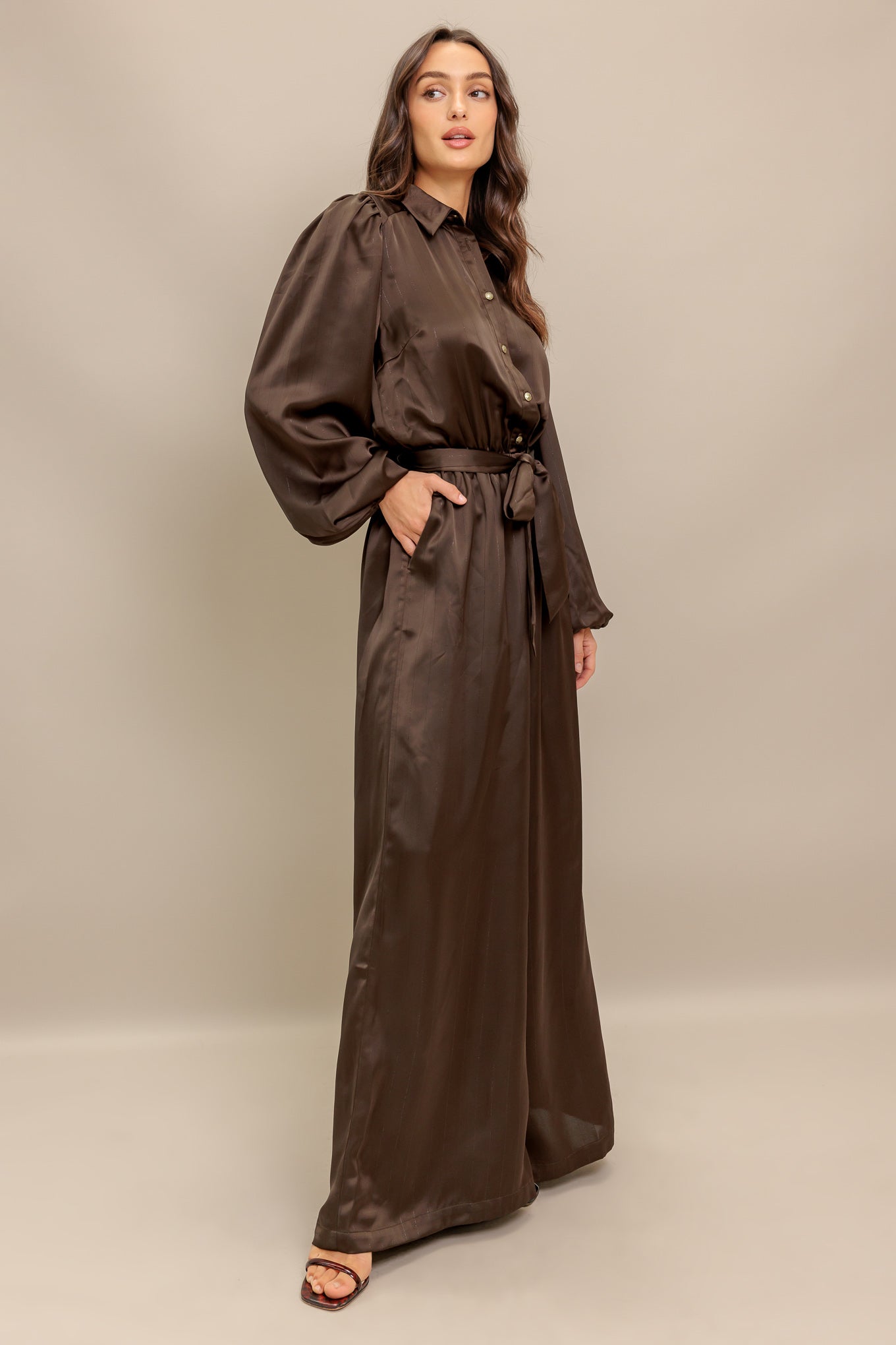 ESPRESSO WHISPER WOVEN JUMPSUIT