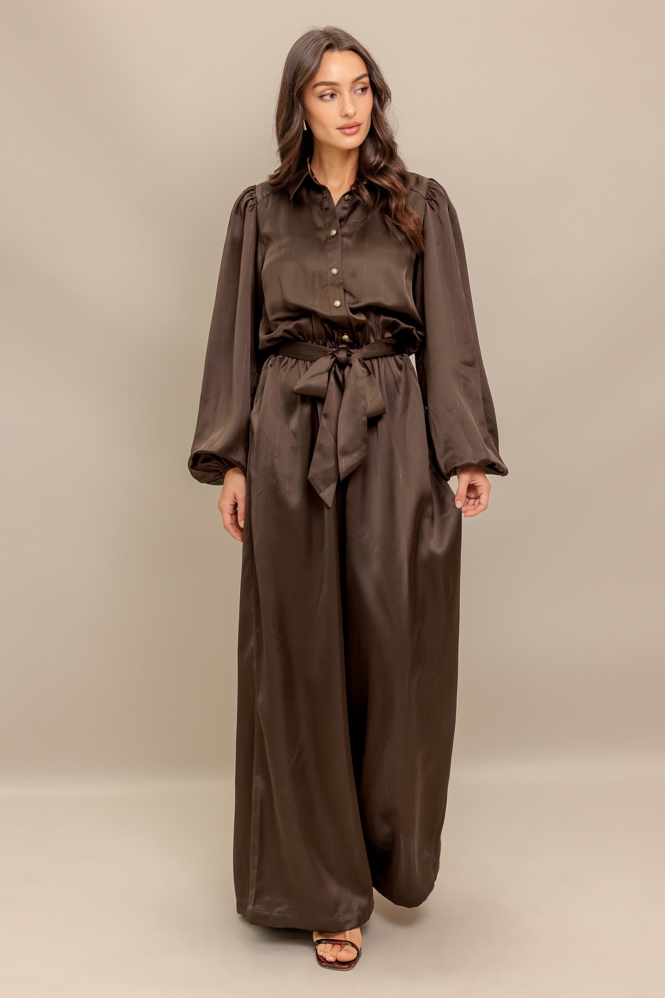 ESPRESSO WHISPER WOVEN JUMPSUIT