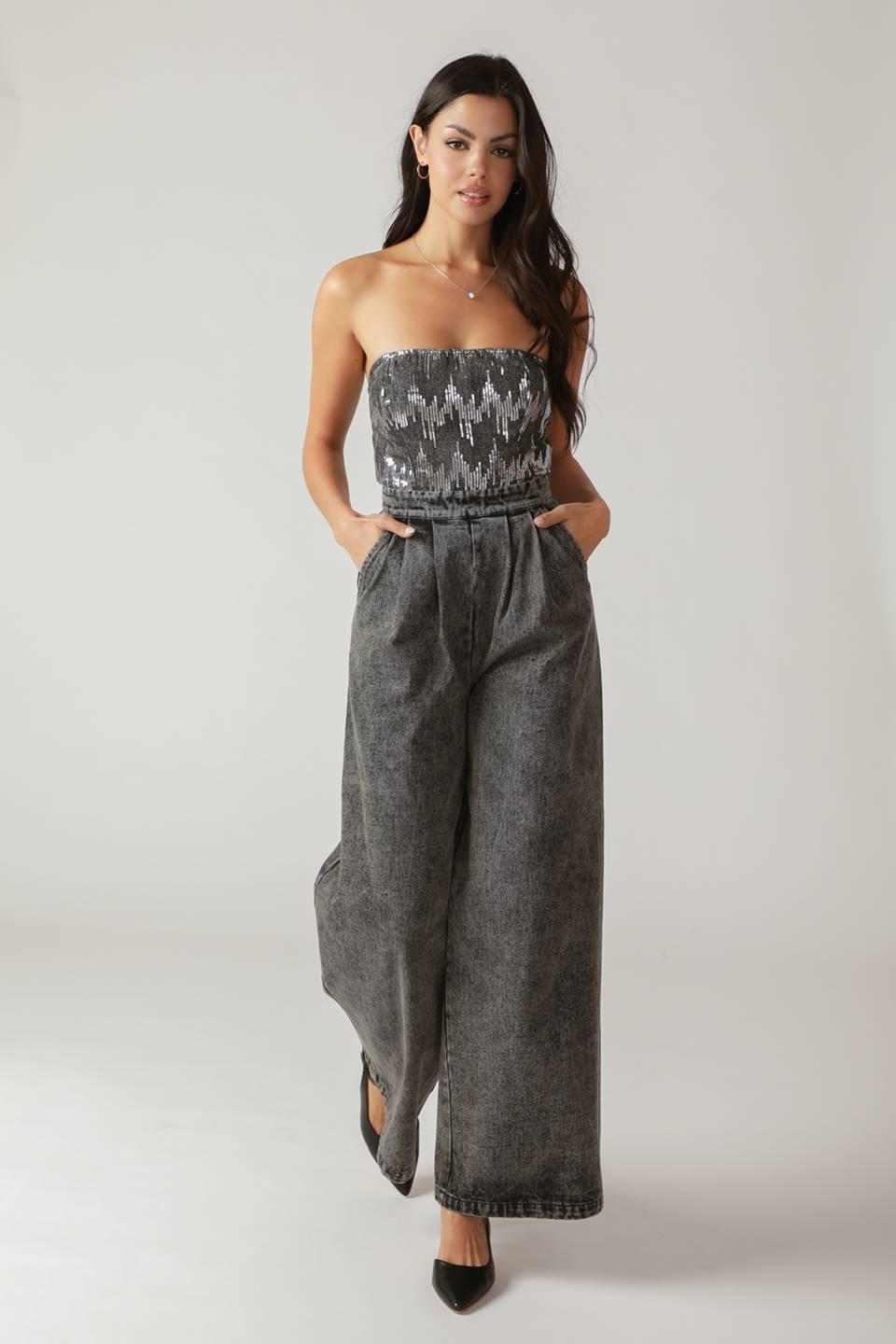 DELICATE TOUCH DENIM JUMPSUIT.