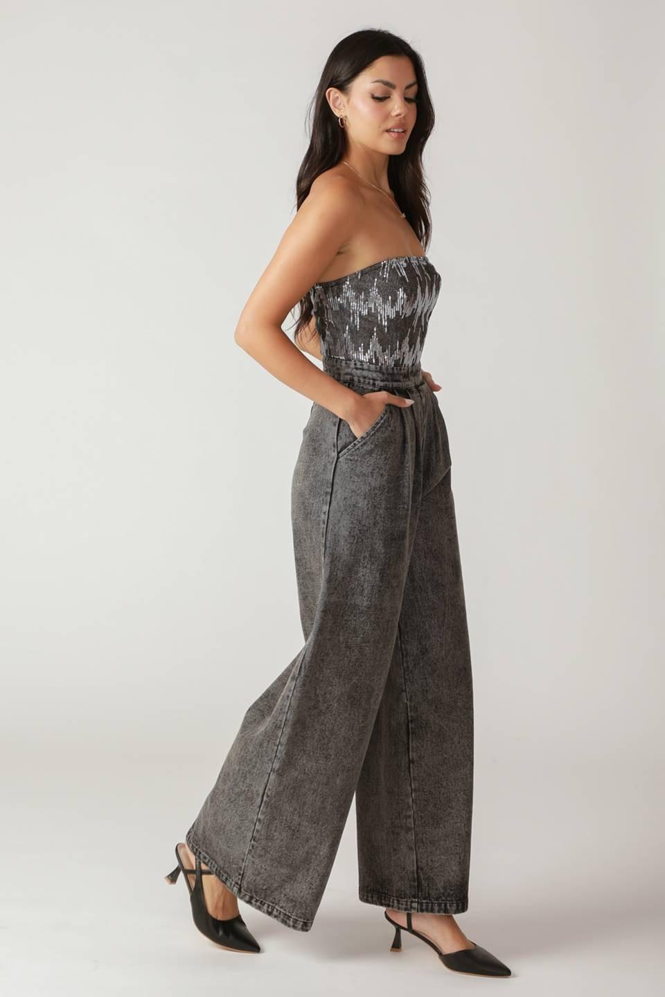 DELICATE TOUCH DENIM JUMPSUIT.