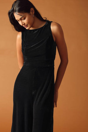 FINAL TOUCHES VELVET JUMPSUIT.