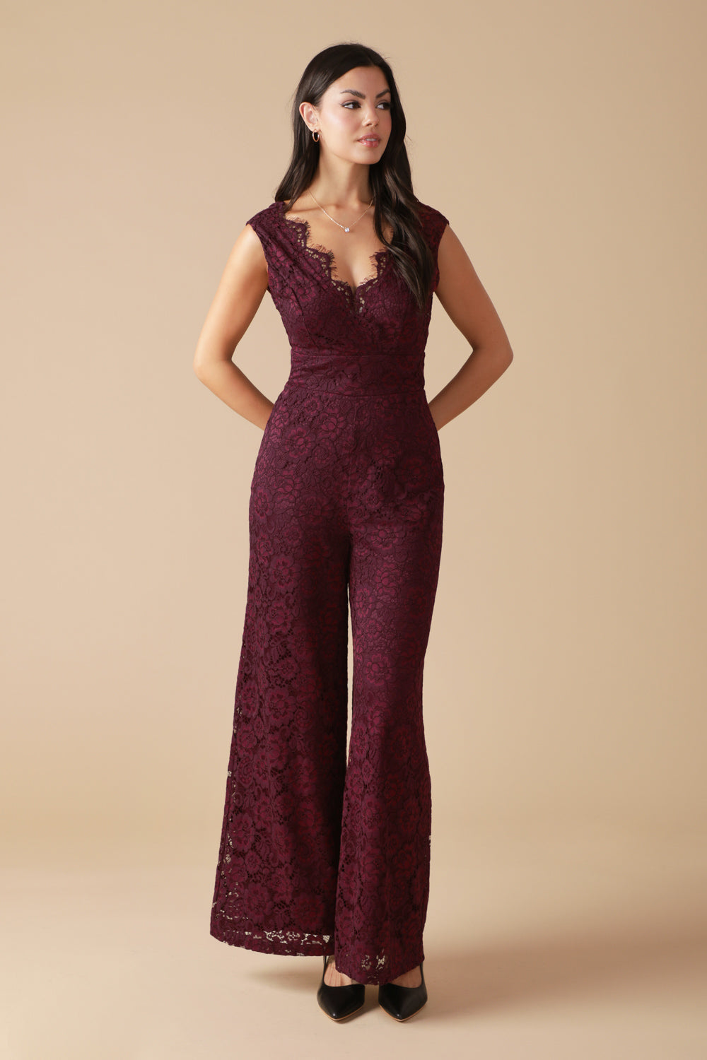 FEATHERED THOUGHTS WOVEN LACE JUMPSUIT