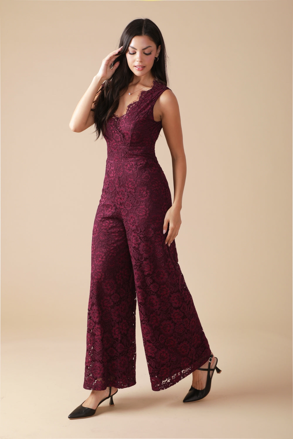 FEATHERED THOUGHTS WOVEN LACE JUMPSUIT