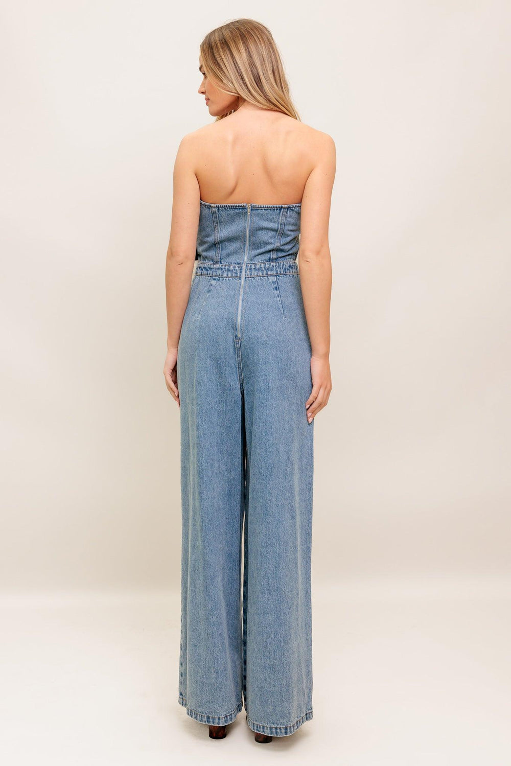 URBAN HARNESS DENIM JUMPSUIT.
