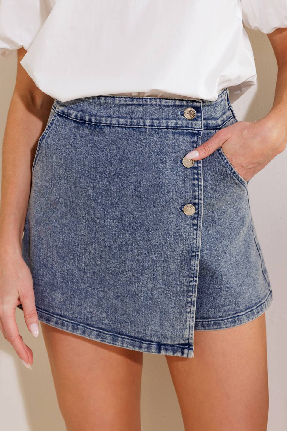 DISTANT SUN DENIM SKORT