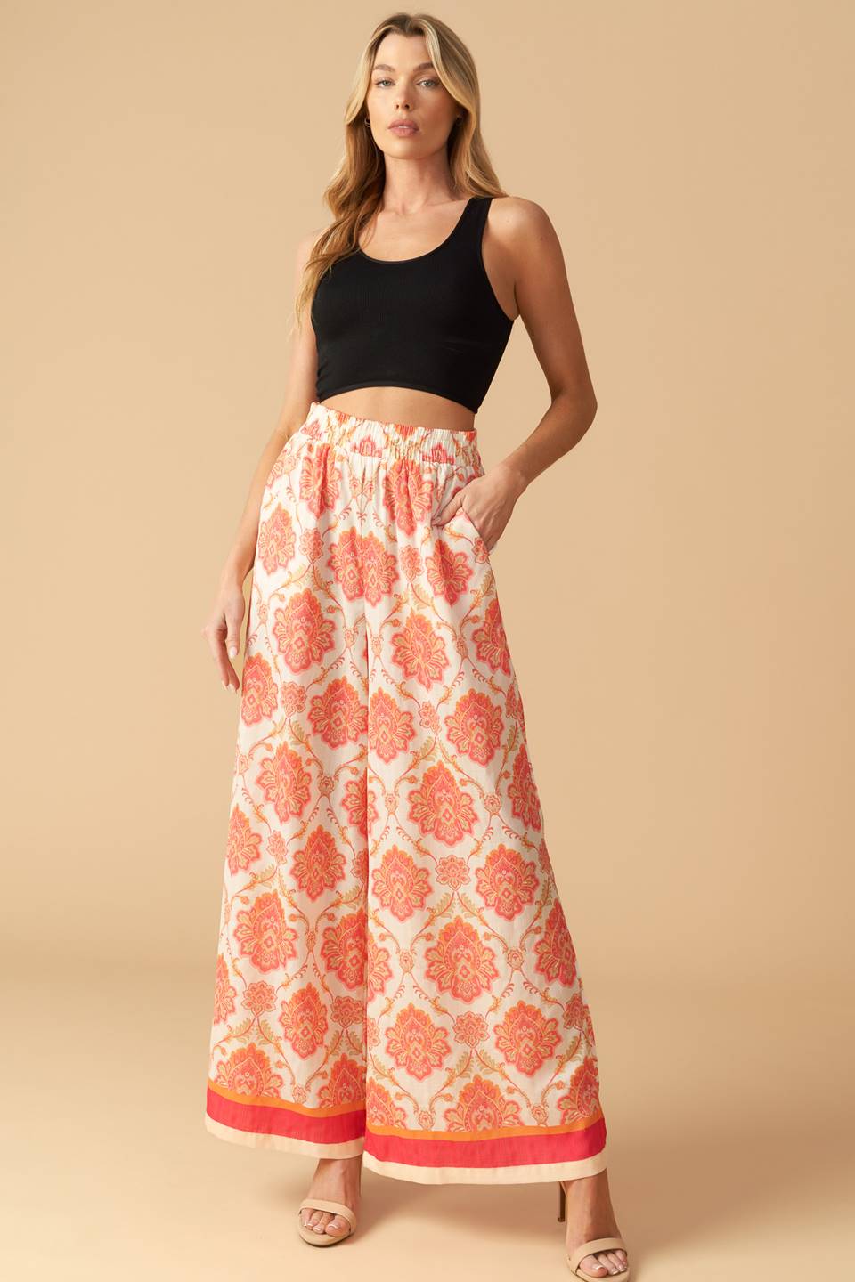 INTO THE NIGHT WOVEN WIDE LEG PANTS