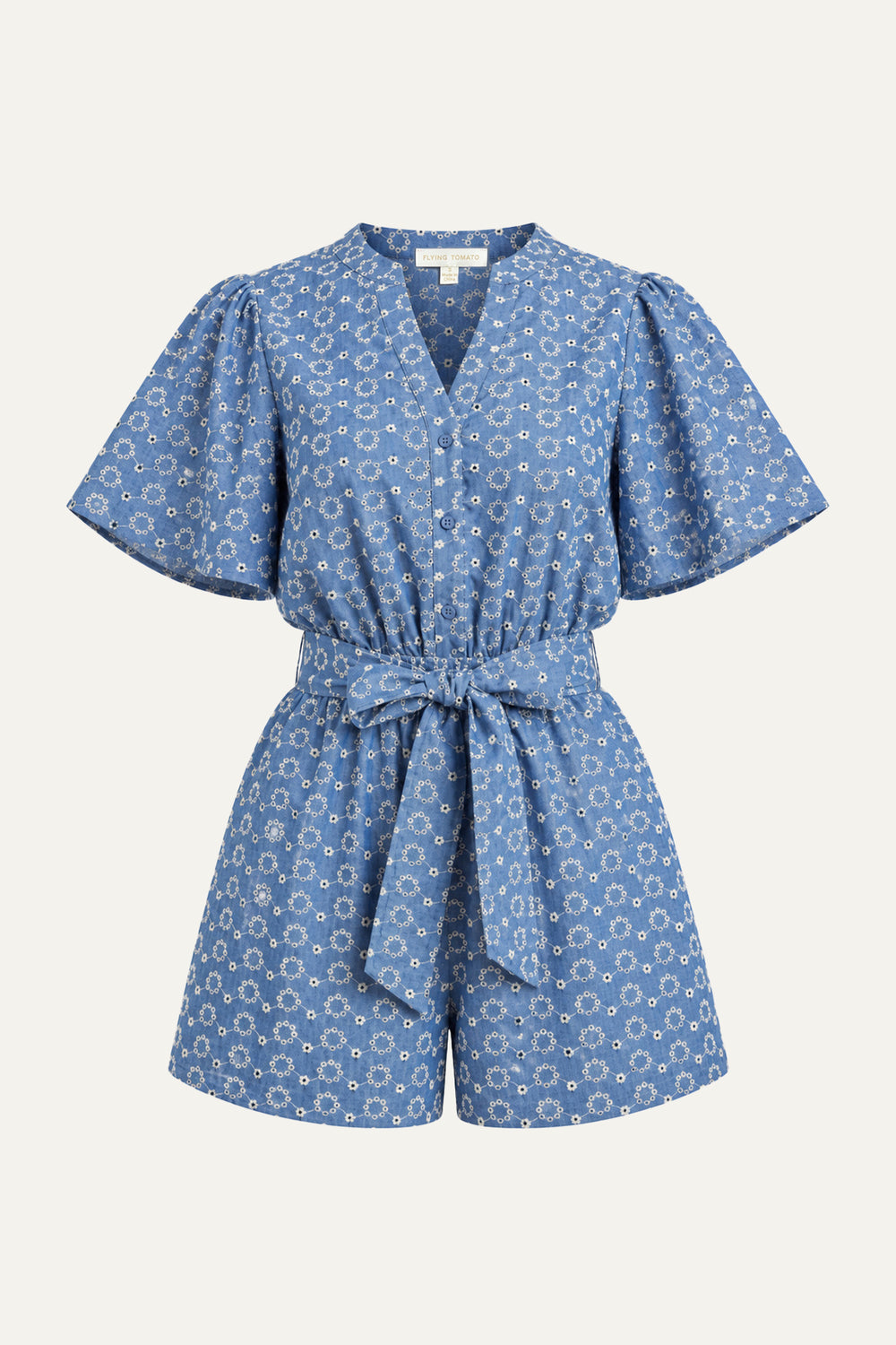 RISING PETALS WOVEN ROMPER
