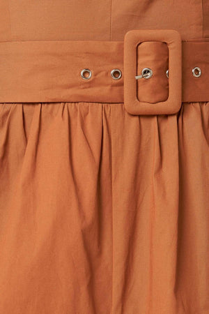 ELEVATED ICON BROWN WOVEN JUMPSUIT.