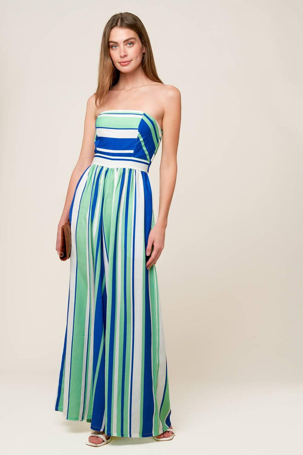 RIVERSIDE SIPS WOVEN JUMPSUIT.