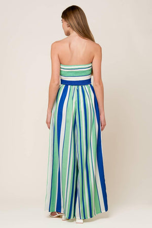 RIVERSIDE SIPS WOVEN JUMPSUIT.