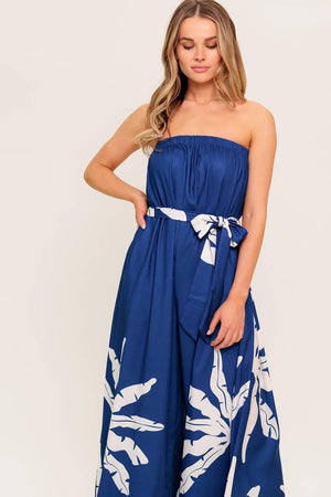SERENE DAYS NAVY WOVEN JUMPSUIT.