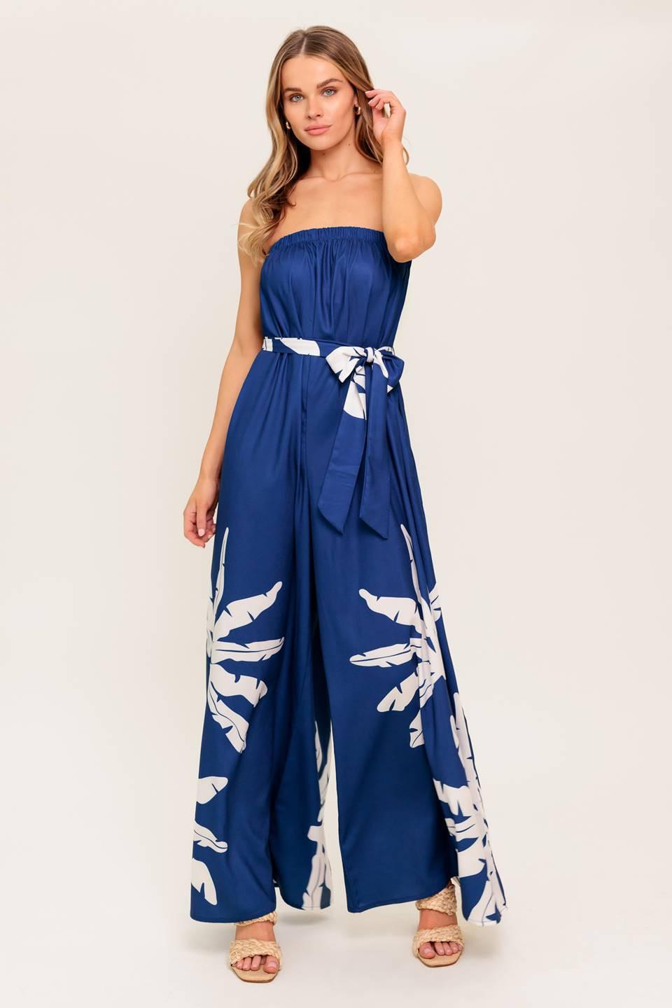 SERENE DAYS NAVY WOVEN JUMPSUIT.