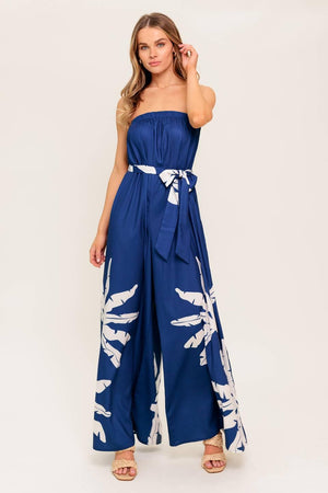 SERENE DAYS NAVY WOVEN JUMPSUIT.