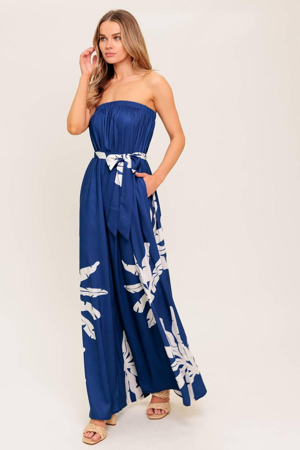 SERENE DAYS NAVY WOVEN JUMPSUIT.
