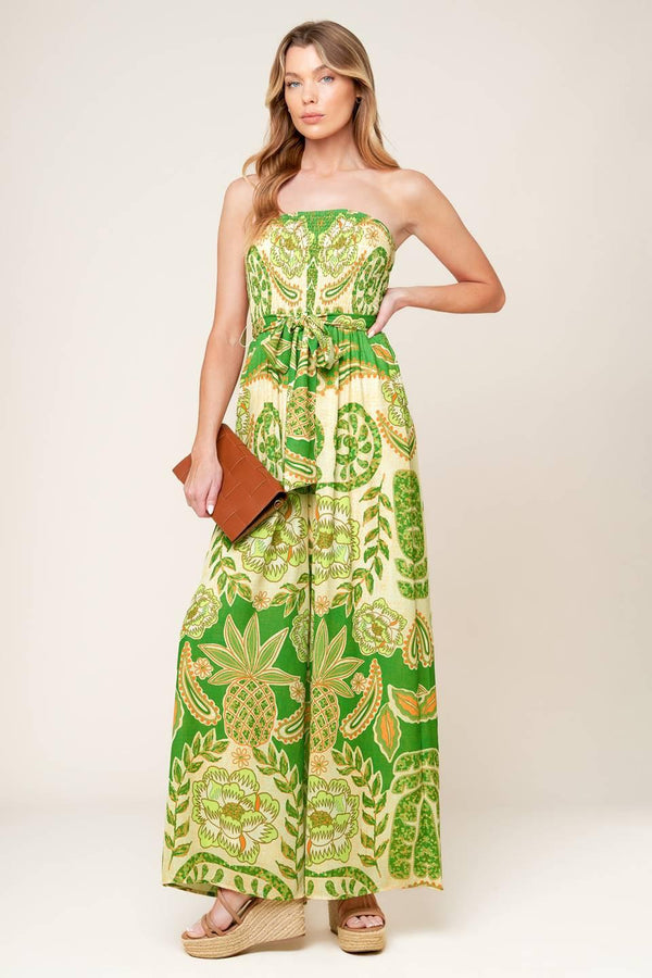 CAMERON MEADOW GREEN WOVEN JUMPSUIT.