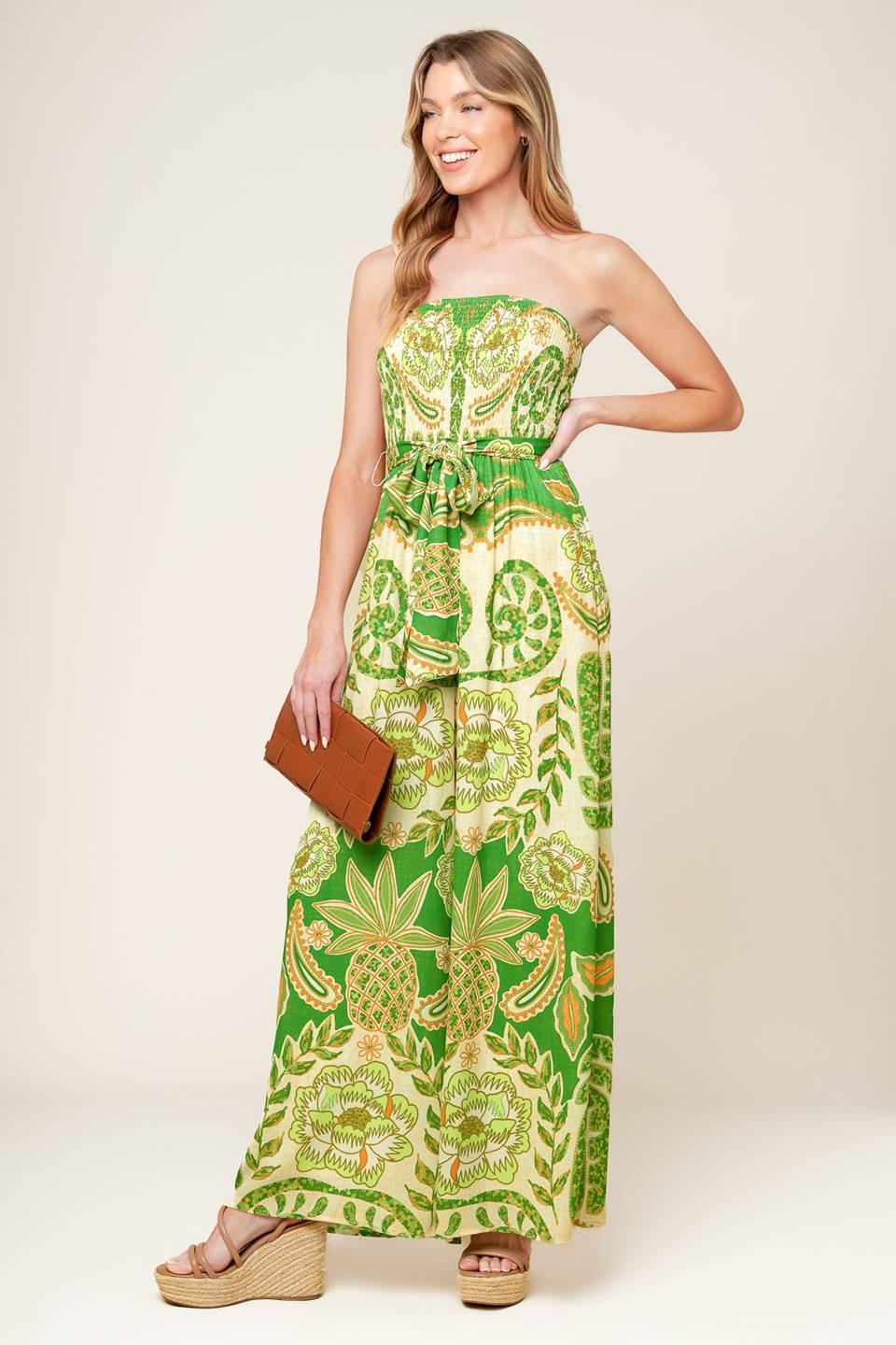 CAMERON MEADOW GREEN WOVEN JUMPSUIT.