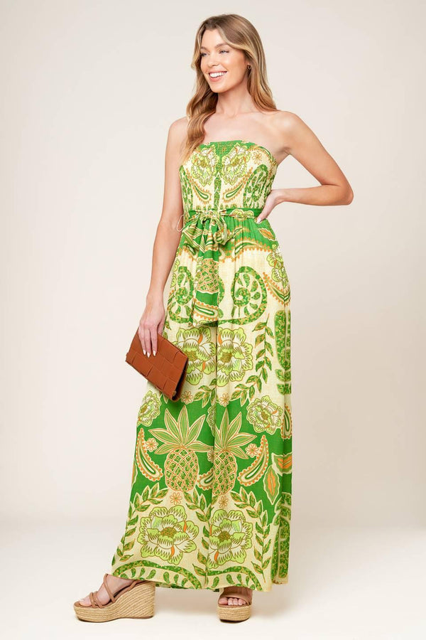 CAMERON MEADOW GREEN WOVEN JUMPSUIT.
