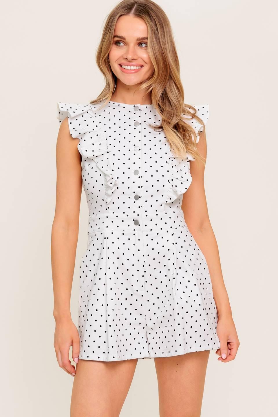 SUNNY MOOD WOVEN ROMPER.