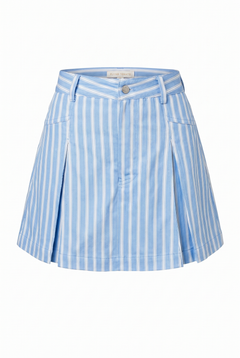 Blue with white stripes skort on a white background | Flying Tomato